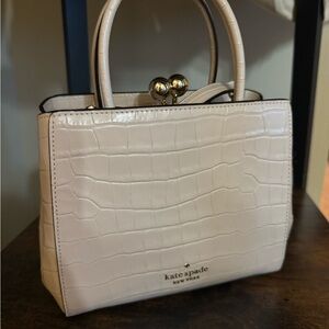 Kate Spade White Croc Kisslock Mini
